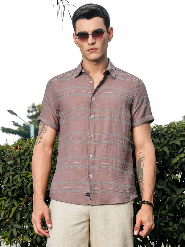 Thomas Scott Men Premium Slim Fit Striped Casual Shirt