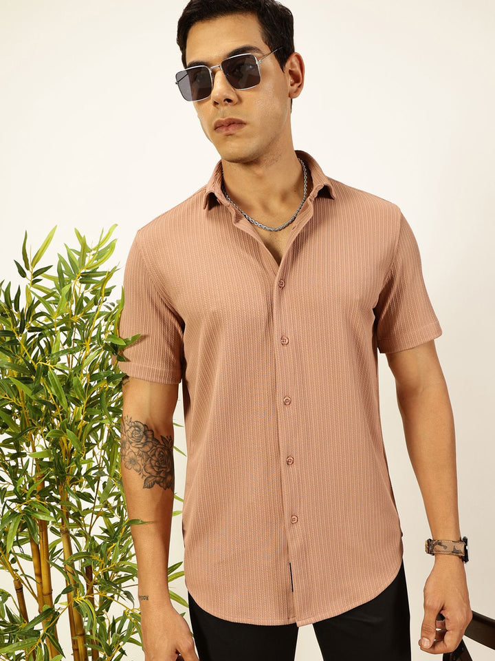 Thomas Scott Men Premium Slim Fit Vertical Stripes Casual Shirt