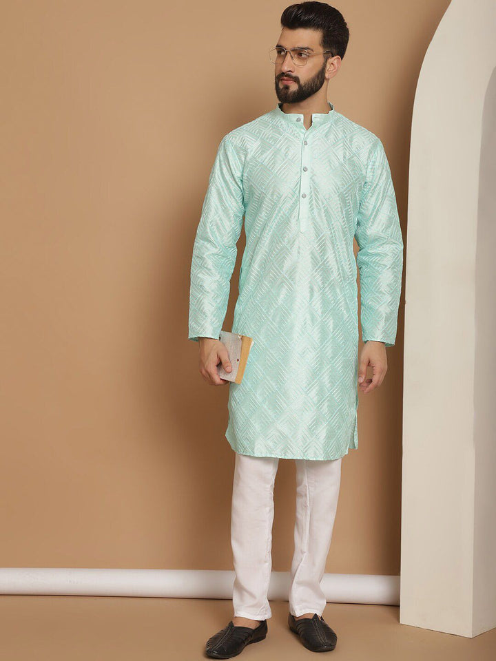 Anouk Ethnic Motifs Embroidered Regular Thread Work Silk Kurta with Churidar