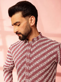 Anouk Men Embroidered Regular Sequinned Pure Cotton Kurta with Pyjamas