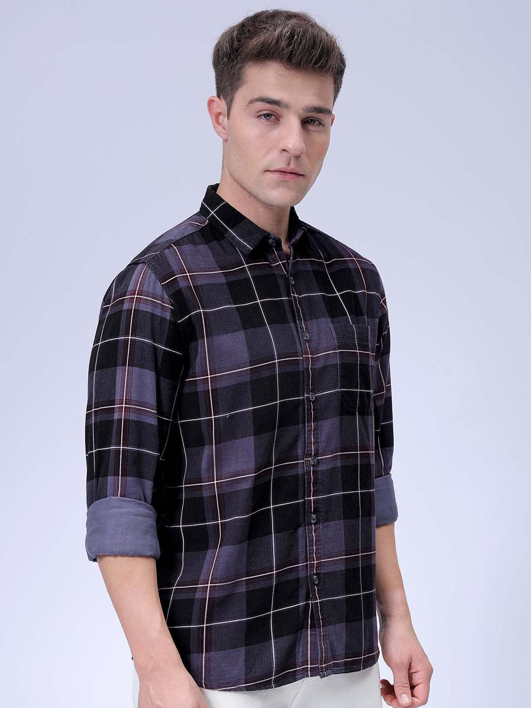 The Indian Garage Co Men Spread Collar Checked Casual Shirt