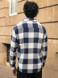 Powerlook Men Slim Fit Windowpane Checked Button-Down Collar Casual Shirt