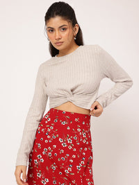 DressBerry Hot-Glow-Glam Twisted Ribbed Crop Top