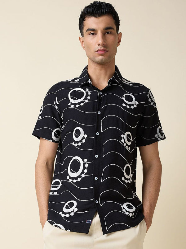 Thomas Scott Men Embroidered Regular Fit Casual Shirt