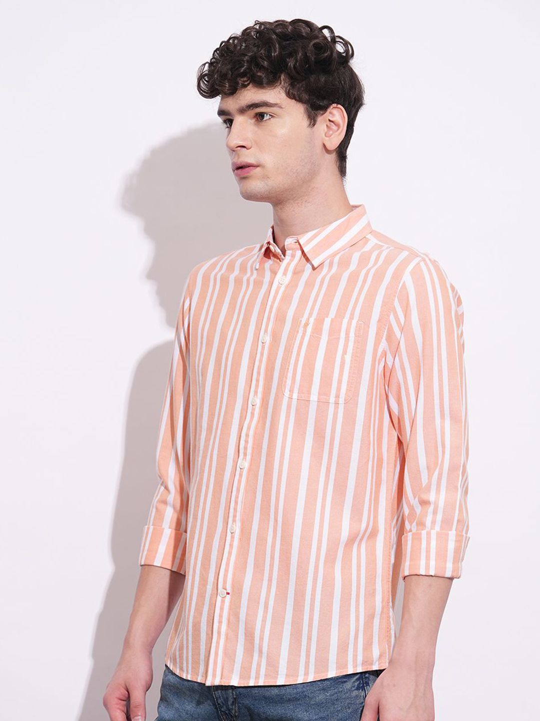Being Human Men Classic Slim Fit Opaque Striped Casual Shirt