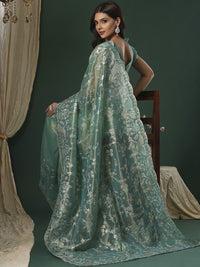 Saree mall Embroidered Embellished Organza Saree