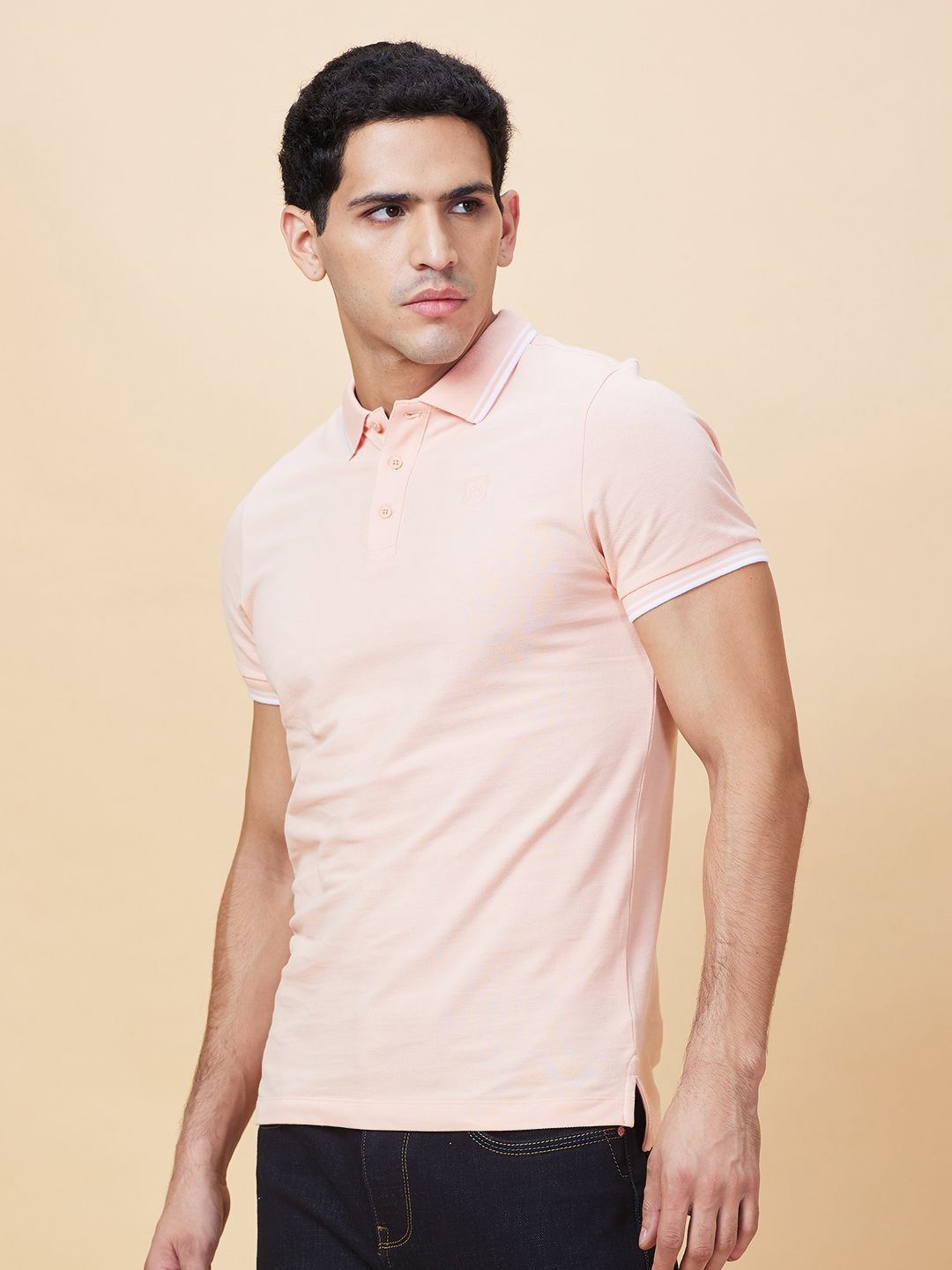 Being Human Men Solid Polo Collar Cotton T-shirt