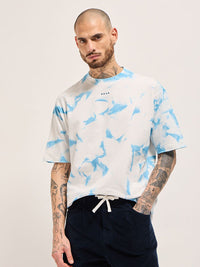THE BEAR HOUSE Men Dyed Round Neck Cotton Oversized T-shirt