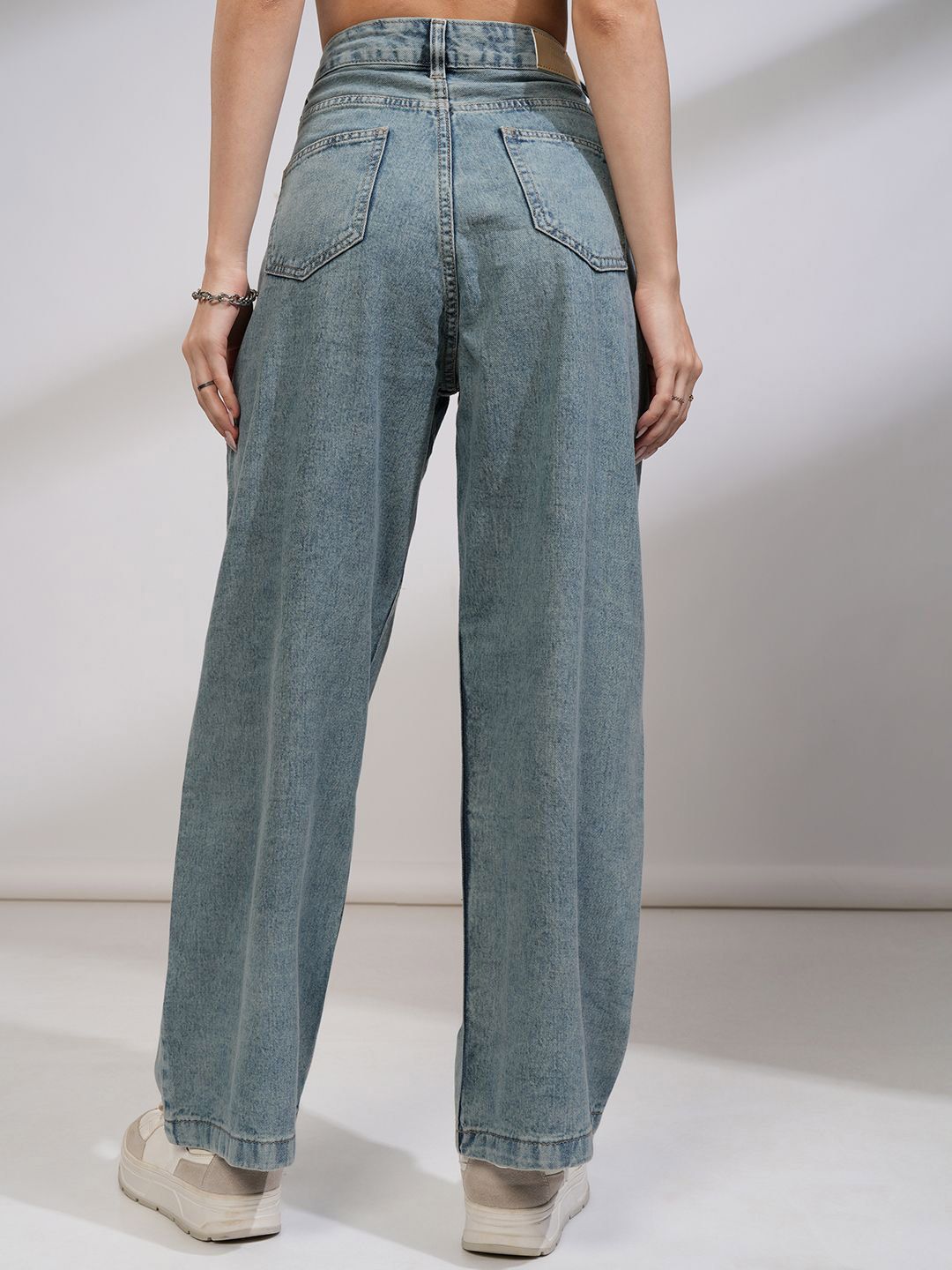 Tokyo Talkies Women High Rise Pleated Wideleg Jeans