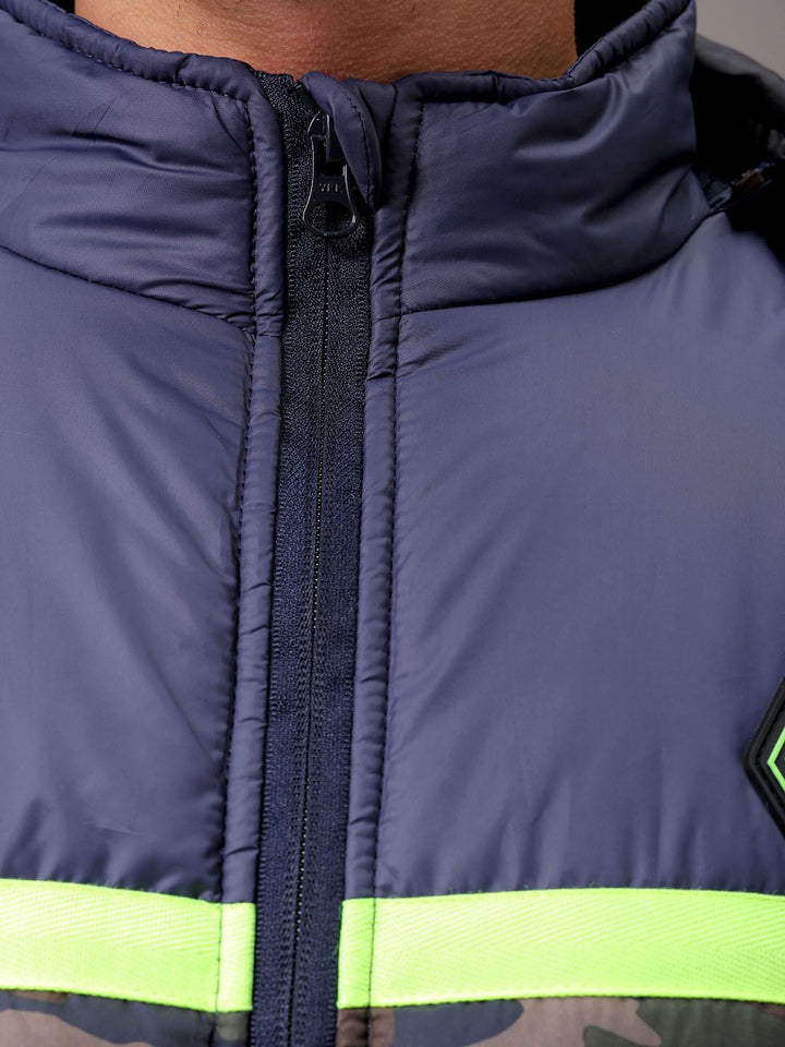 The Indian Garage Co Men Hooded Camouflage Printed Casual Quilted Jacket