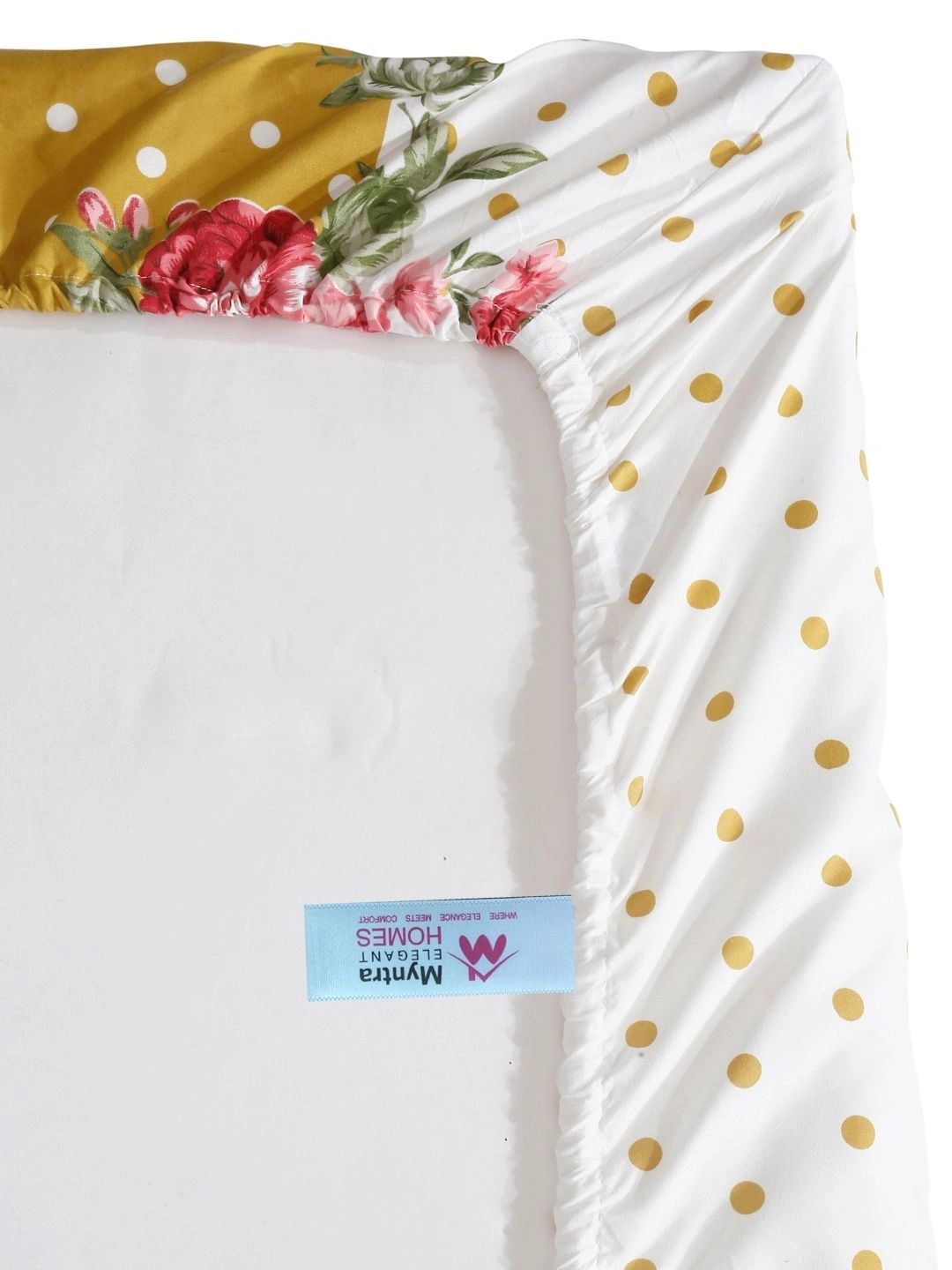 Myntra Elegant Homes Yellow & White Floral 300 TC Cadar Tempat Tidur Single dengan 1 Sarung Bantal
