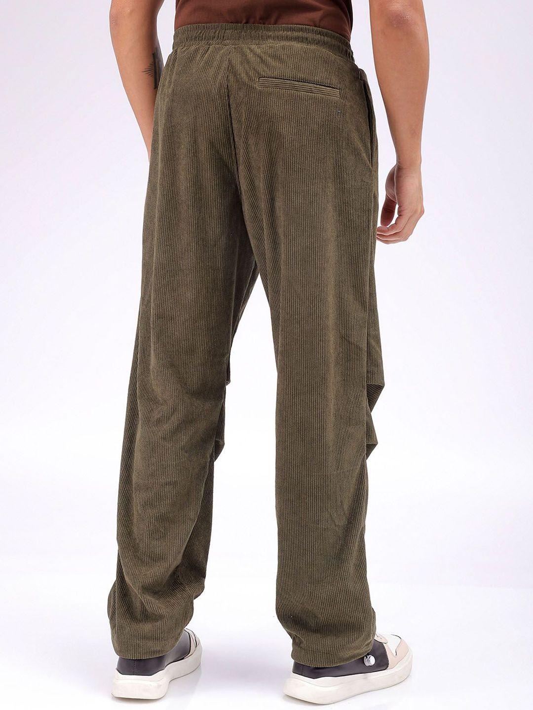 The Indian Garage Co Men Striped Tapered Fit Regular Trousers