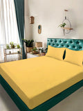 Aura Yellow Striped 300 TC Double King Bedsheet Set 2.50 m x 2.25 m