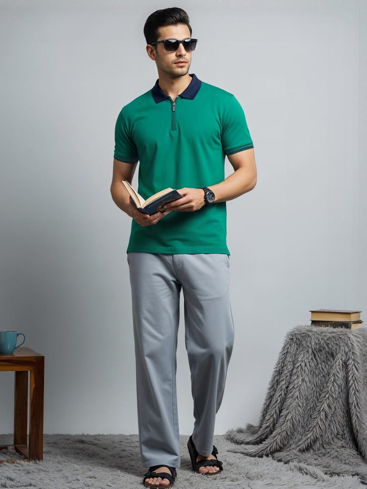 Tshirts ADRO Men Turquoise Blue Cotton