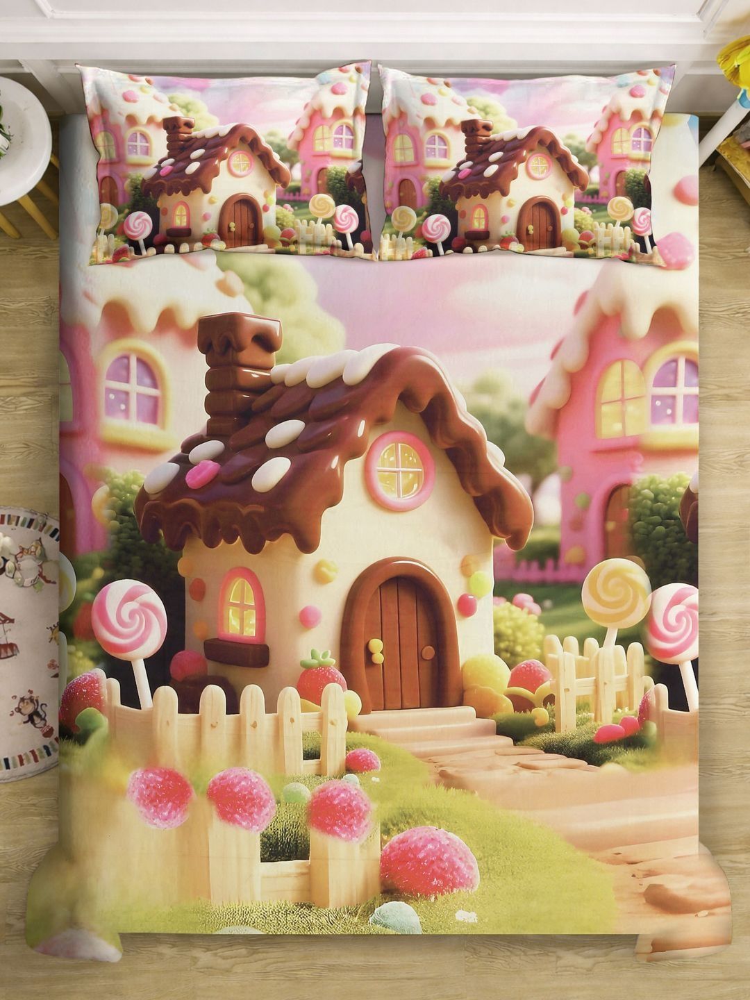 KLOTTHE Brown Cartoon Characters Polycotton Regular 400 TC King Superfine Bedsheets