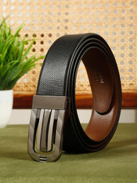 Teakwood Leathers Men Textured Leather Reversible Formal Belt