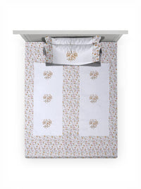 Myntra Elegant Homes White Floral Cotton 400 TC Single Superfine Bedsheet with 2 Pillow Covers-225 x 150 cm