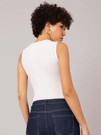 DressBerry Snowy Sleek Ribbed Bodysuit