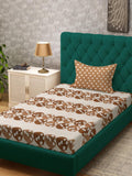 KLOTTHE Brown Floral Cotton Single Bedsheets