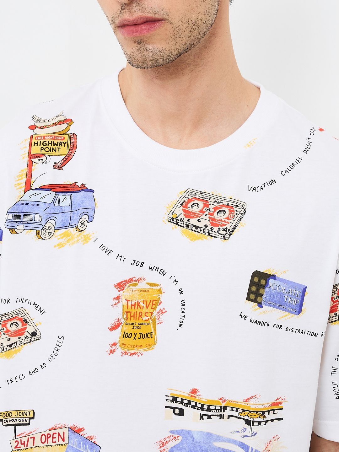 SPYKAR Men Conversational Printed Round Neck Cotton Relaxed Fit T-shirt