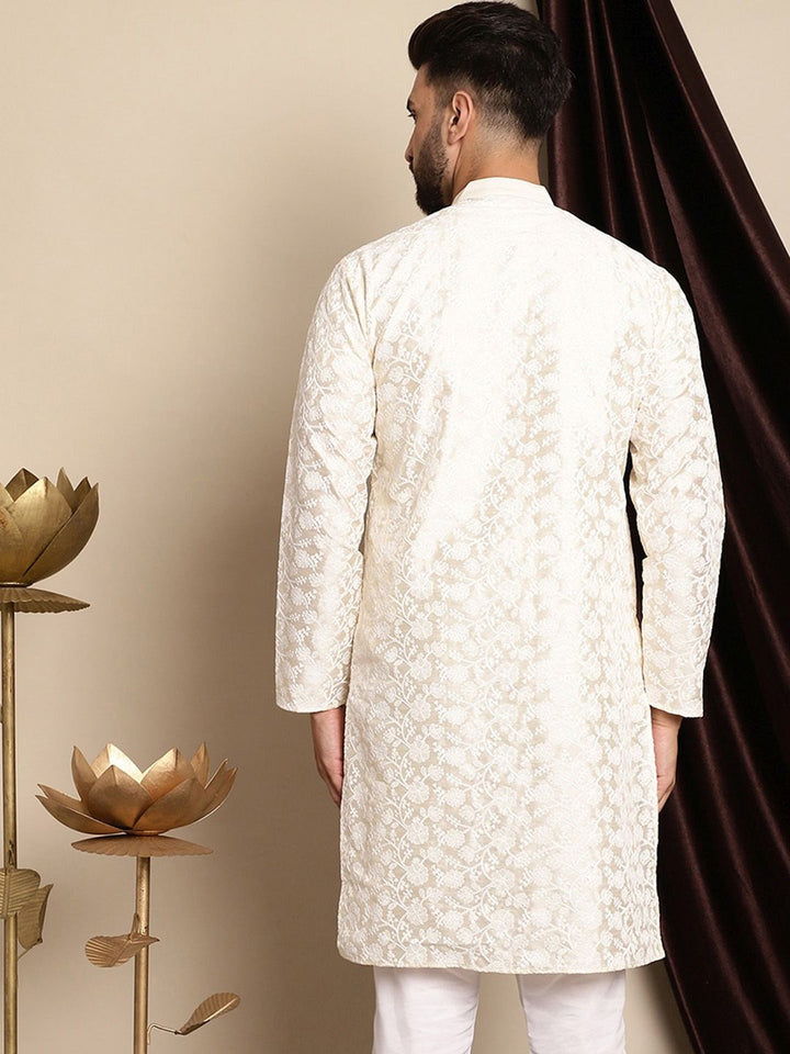Kerja Benang Sulam Bunga Anouk Kurta Kolar Mandarin