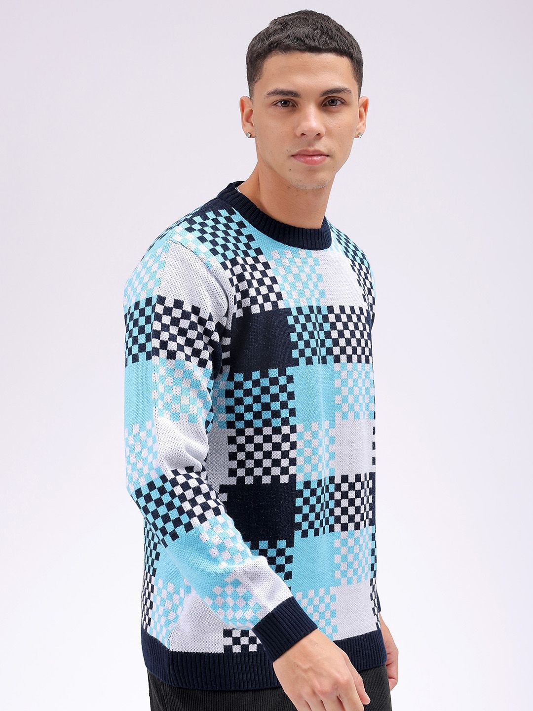 The Indian Garage Co Men Checked Pullover Sweaters
