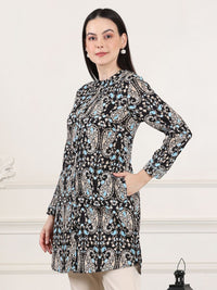 W Mandarin Collar Embroidered Tunic