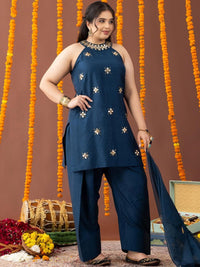 Mamicha Women Floral Embroidered Regular Kurta with Salwar & With Dupatta