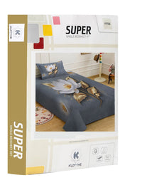 KLOTTHE Grey & White Floral Fitted 400 TC Single 7D Bedsheet with 1 Pillow Covers