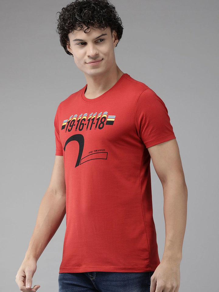 SPYKAR Men Varsity Printed Slim Fit Round Neck T-shirt