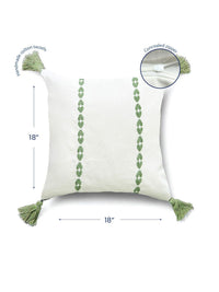 URBAN SPACE Green & White 2 Pieces Embroidered Pure Cotton Square Cushion Covers
