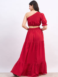Berrylush One Shoulder Cropped Top With High Rise Maxi Skirt