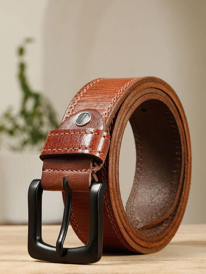 Teakwood Leathers Men Textured Leather Belt