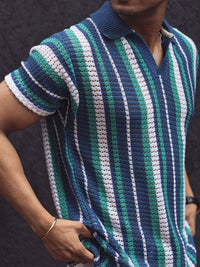 Powerlook Men Striped Polo Collar T-Shirt