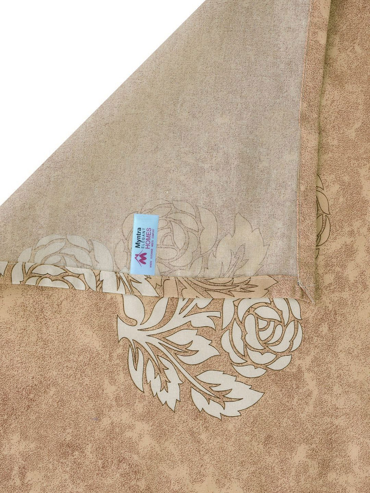Myntra Elegant Homes Beige Floral Cotton 400 TC King Superfine Bedsheet with 2 Pillow Covers-250 x 225 cm
