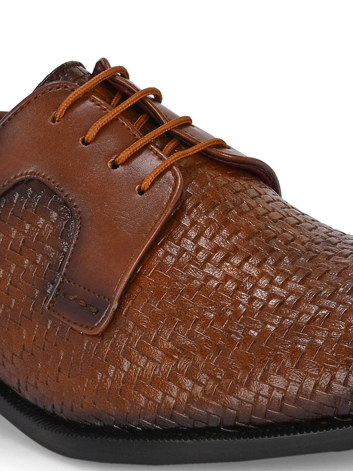 House Of Pataudi Men Textured Formal Lace Up Derbys