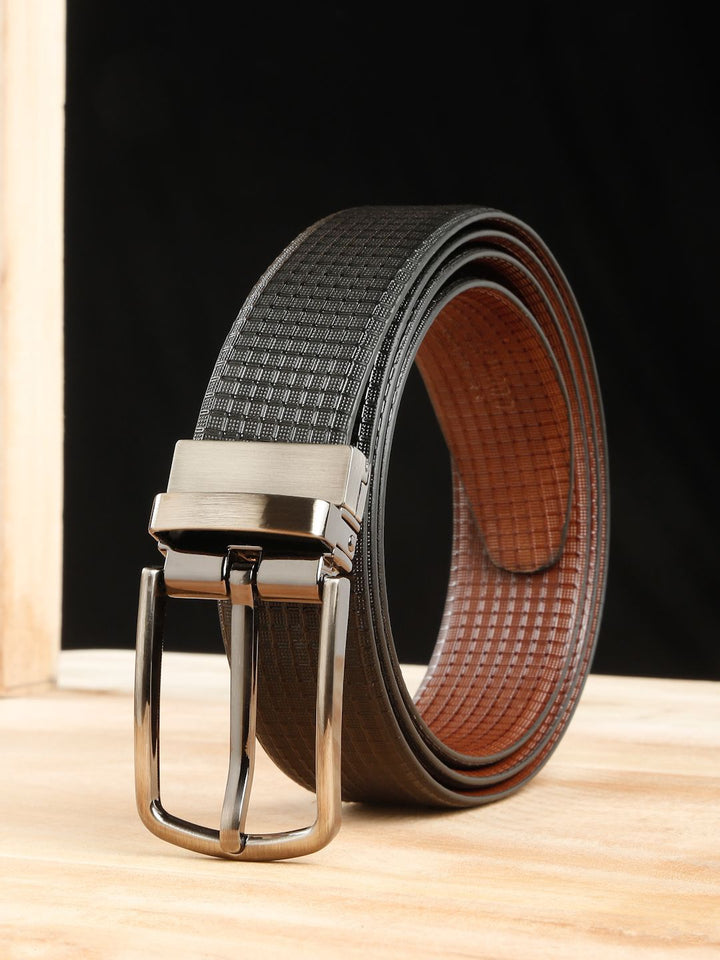 Teakwood Leathers Men Textured Leather Reversible Formal Belt