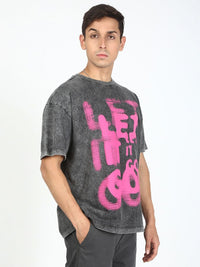 Bene Kleed Men Typography Printed Acid Wash Cotton Oversized T-shirt