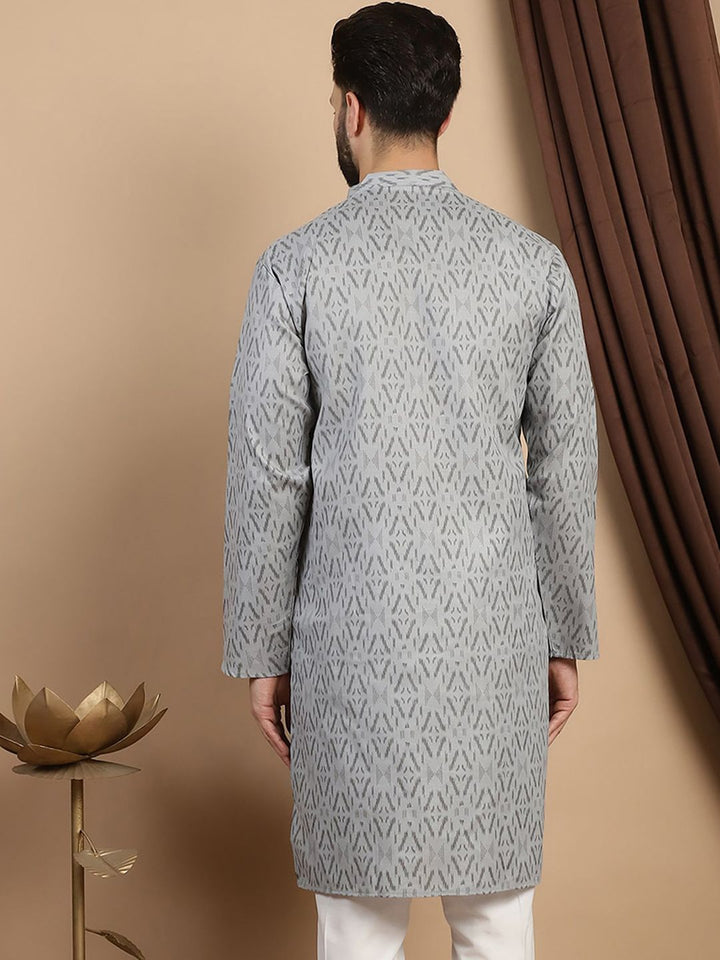 Anouk Mandarin Collar Long Sleeves Ethnic Motifs Cotton Kurta