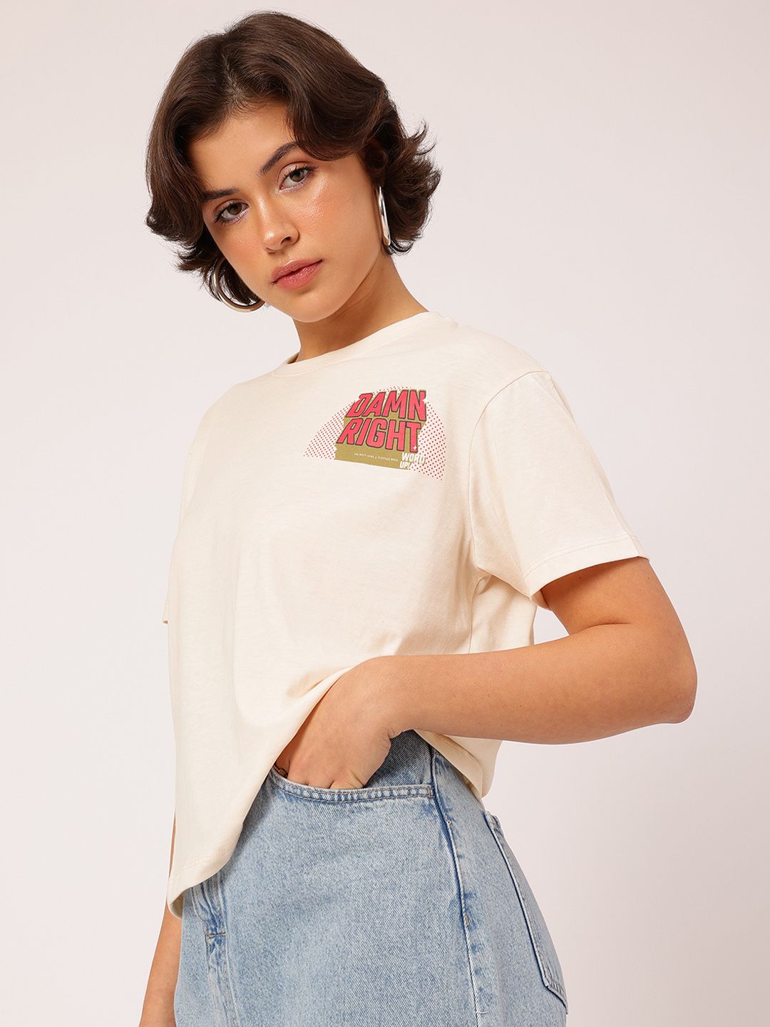 DressBerry Always Funky Typography Printed Casual Tee