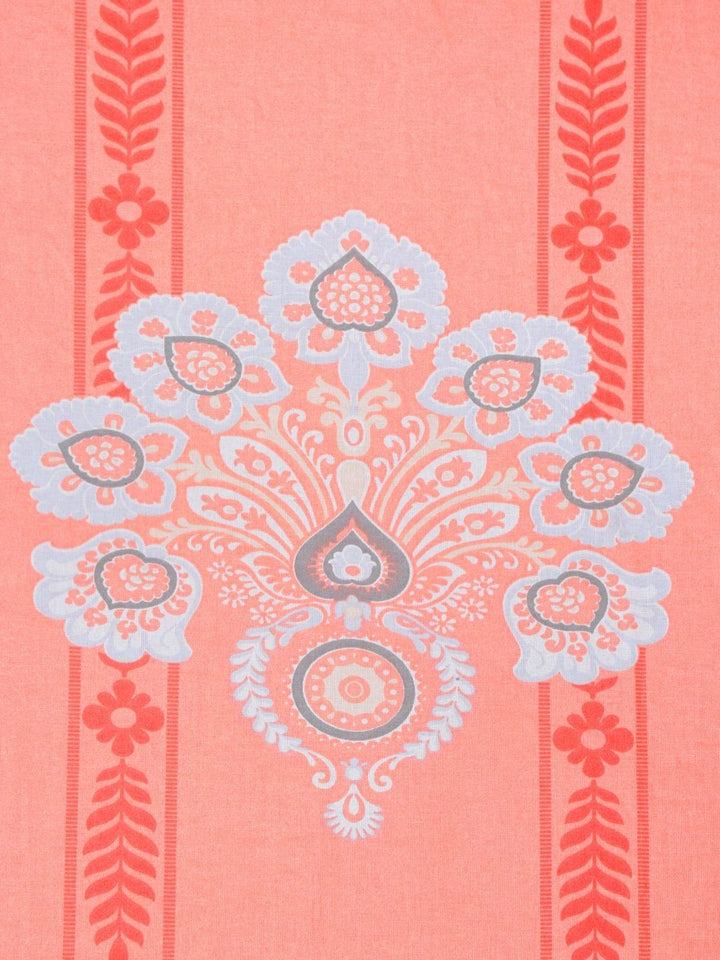 Myntra Elegant Homes White Ethnic Motifs Cotton 400 TC King Superfine Bedsheet with 2 Pillow Covers-98 x 89 inches