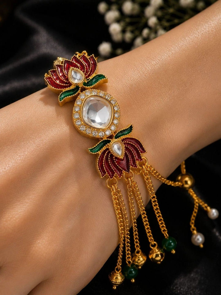 PANASH Women Brass Enamelled Gold-Plated Multistrand Bracelet