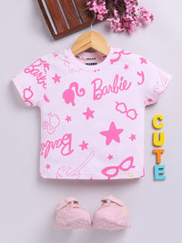 Happy Faces Kids Girls Barbie Printed Pure Cotton T-Shirt