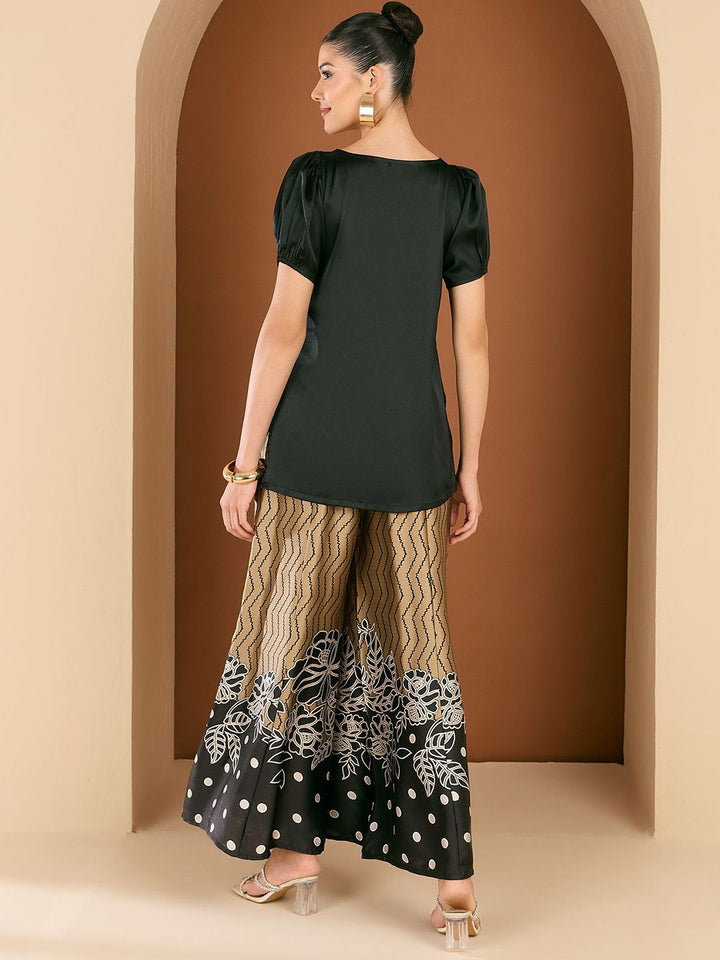 Antheaa Embellished V-Neck Top With Palazzos Co-Ords