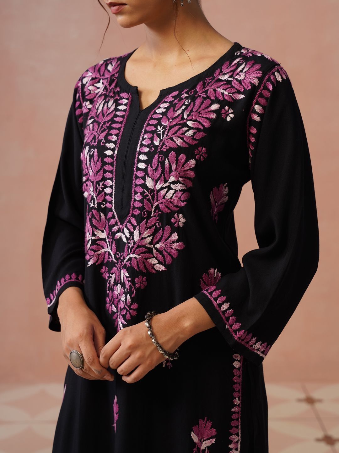 Rumah Wanita Chikankari Sulam Kurta Chikankari