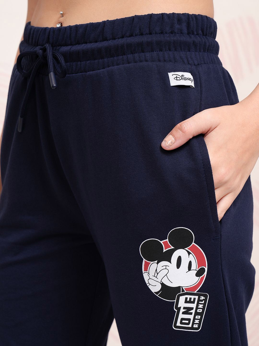Tokyo Talkies Navy Blue Disney Mickey Mouse Printed Pure Cotton T Shirt With Trouser