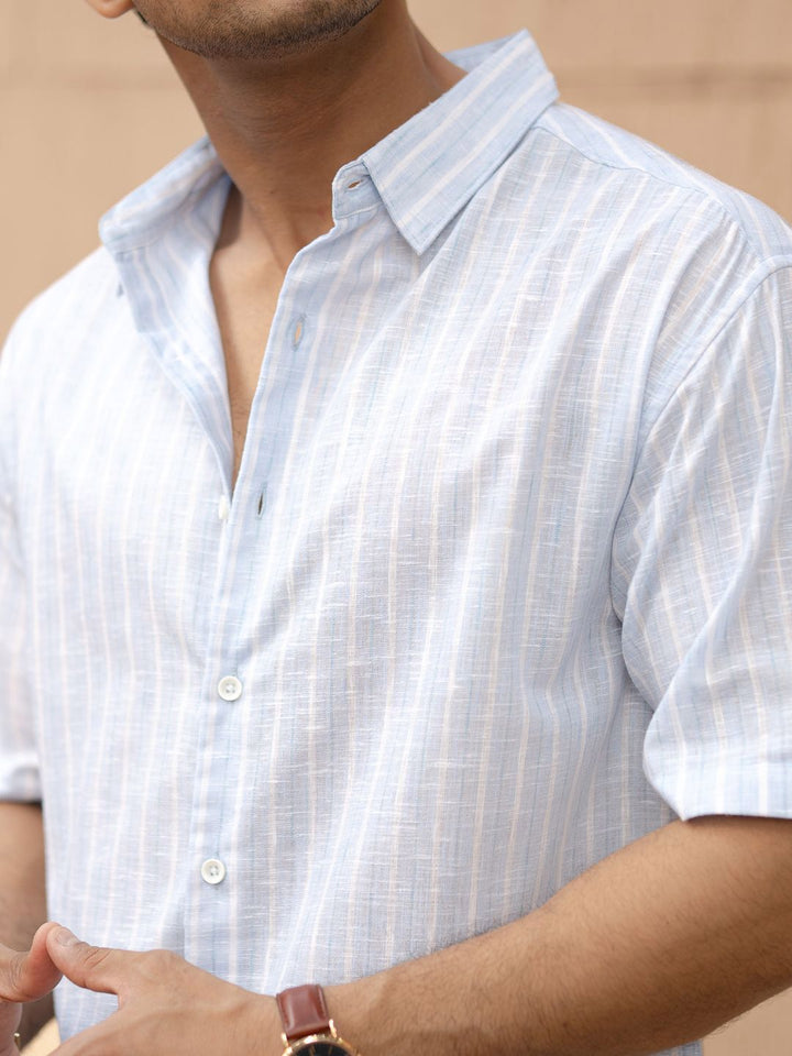 Powerlook Men Striped Oversized Drop-Shoulder Sleeves Casual Shirt