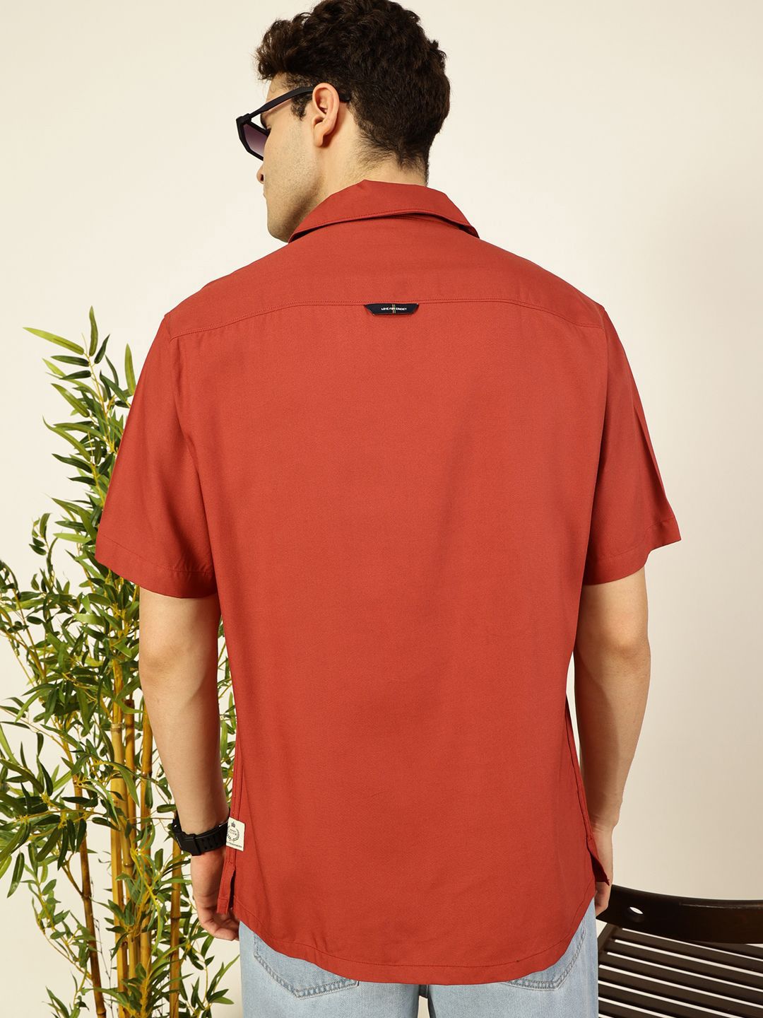 Thomas Scott Men Premium Cuban Collar Solid Oversized Casual Shirt