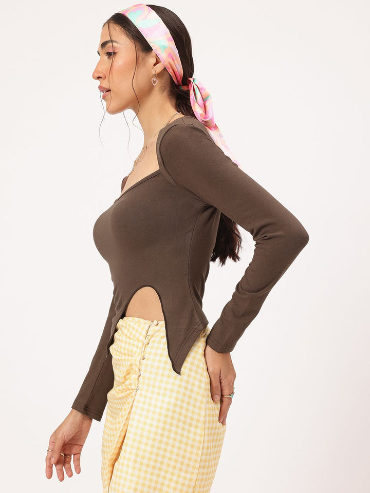 DressBerry Terra Sculpt Slit Scoop Neck Top