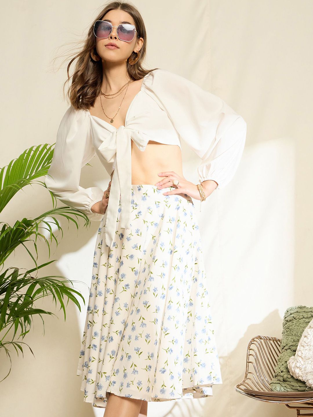 Berrylush Printed A-Line Knee Length Skirt